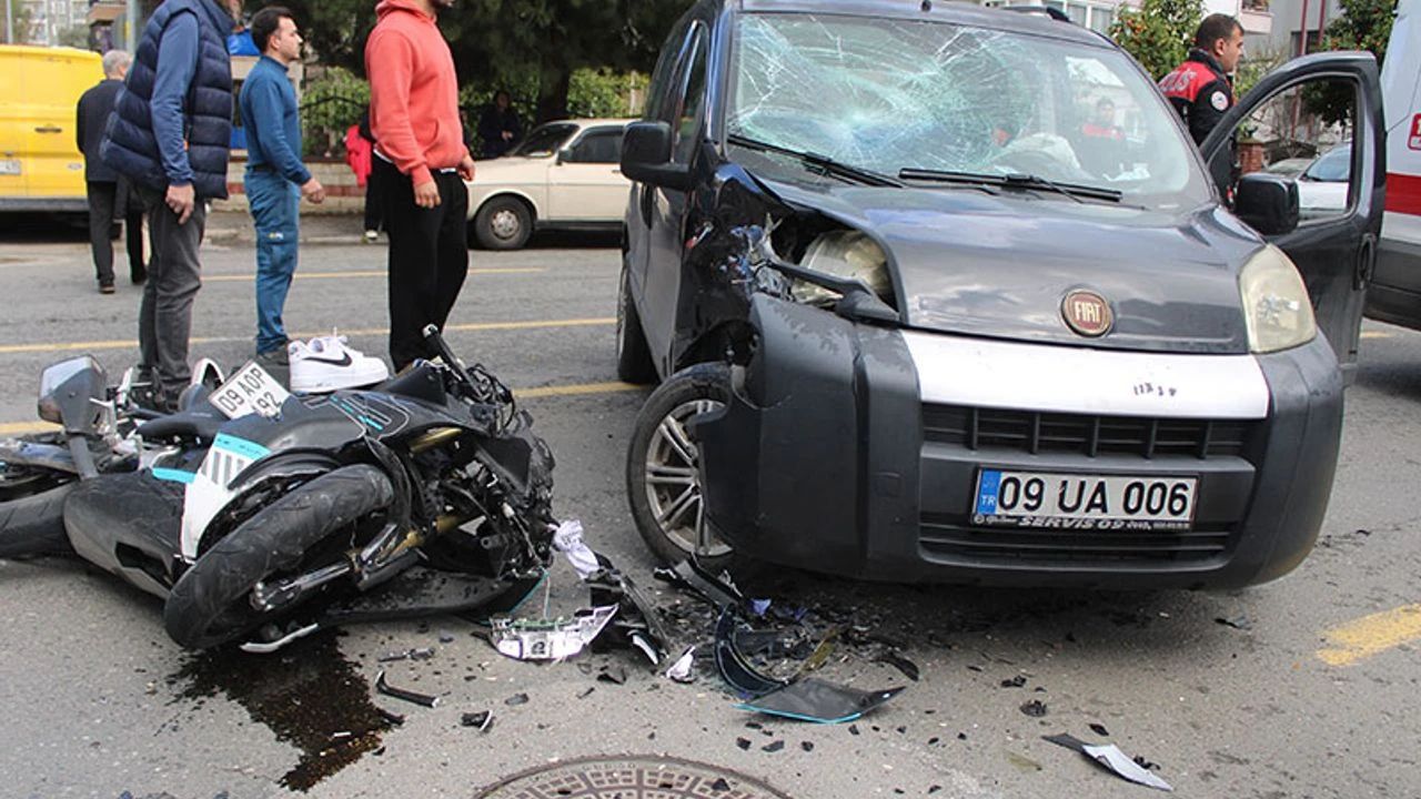 AYDIN’DA TİCARİ ARAÇ İLE MOTOSİKLET ÇARPIŞTI SÜRÜCÜ YARALANDI!!